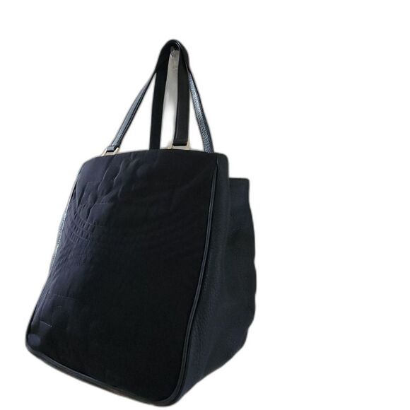 Tory Burch Black Fleming Tote Shoulder Bag Logo Embossed Leather Unisex - Picture 7 of 12